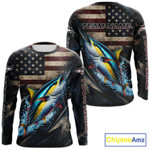Load image into Gallery viewer, Patriotic Tuna Fishing Jerseys, Personalized American Flag Tuna  Fishing Shirts Long Sleeve NHT581