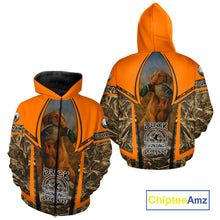 Load image into Gallery viewer, Duck Hunting Shirt Personalized with Vizsla Dog Camo Orange Hunting Clothes For Men NHT151