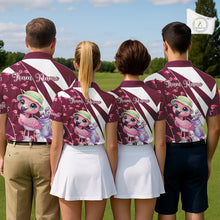Load image into Gallery viewer, Cute Pink Flamingo Custom Pattern Funny Golf Shirts For Women, Flamingo Golf Team Shirt NHT593
