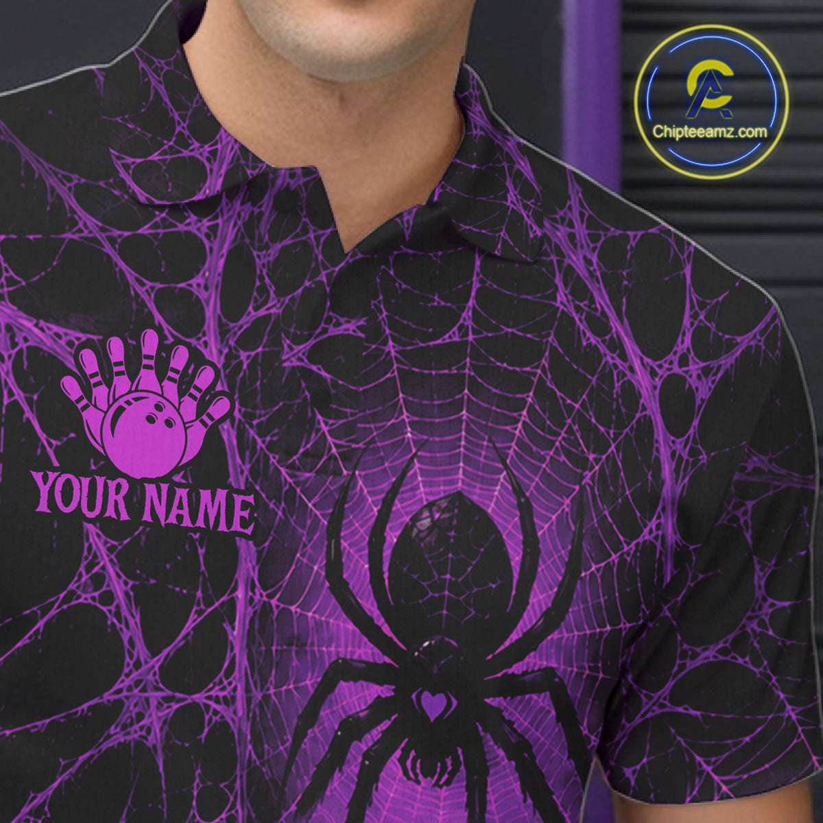 Purple Spider Custom Halloween Bowling Team Shirts For Men, Bowling Gifts NBT962