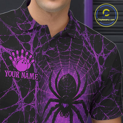 Purple Spider Custom Halloween Bowling Team Shirts For Men, Bowling Gifts NBT962