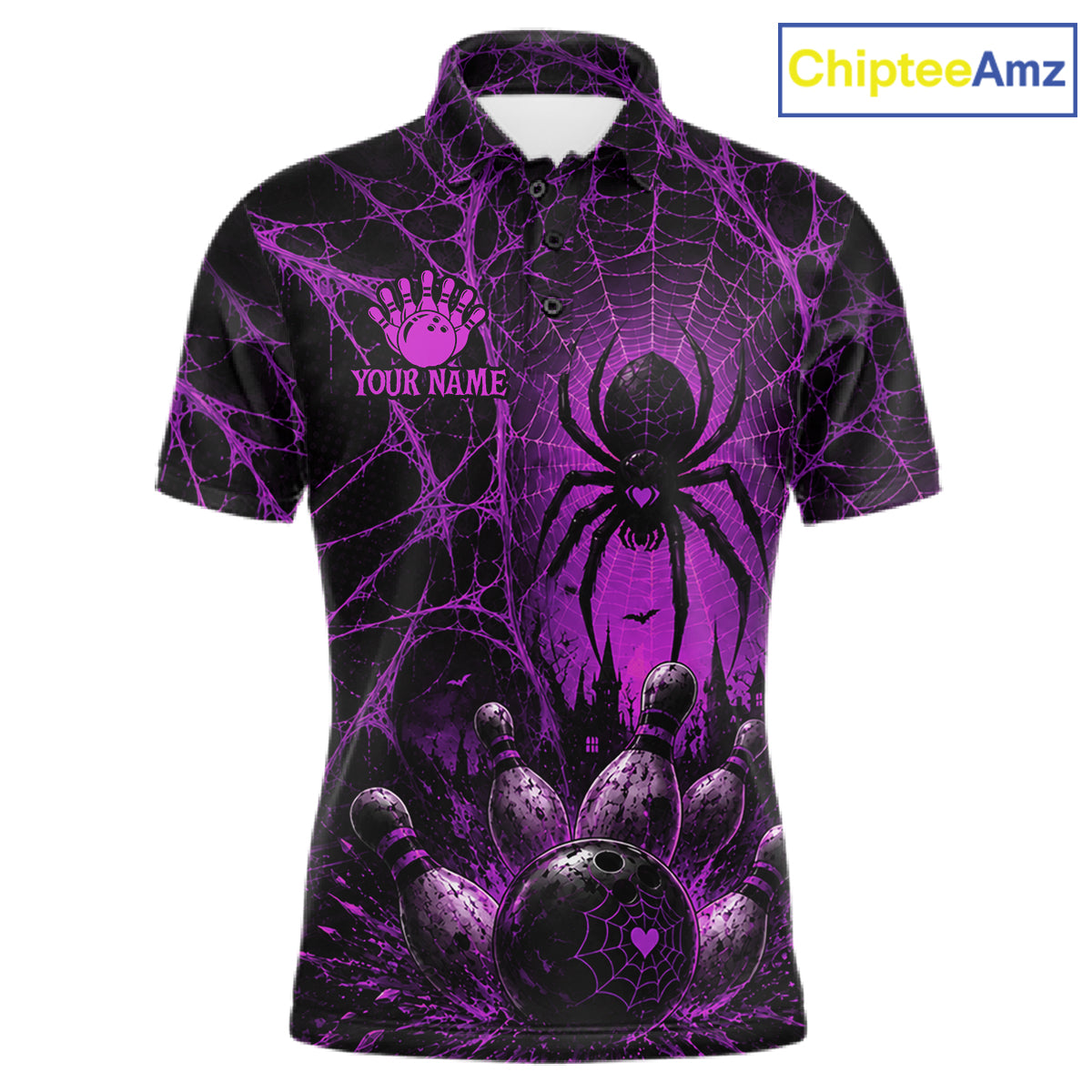 Purple Spider Custom Halloween Bowling Team Shirts For Men, Bowling Gifts NBT962