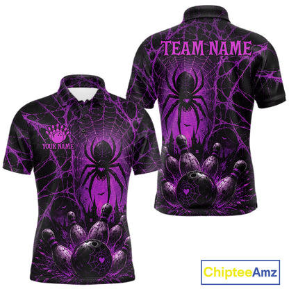Purple Spider Custom Halloween Bowling Team Shirts For Men, Bowling Gifts NBT962