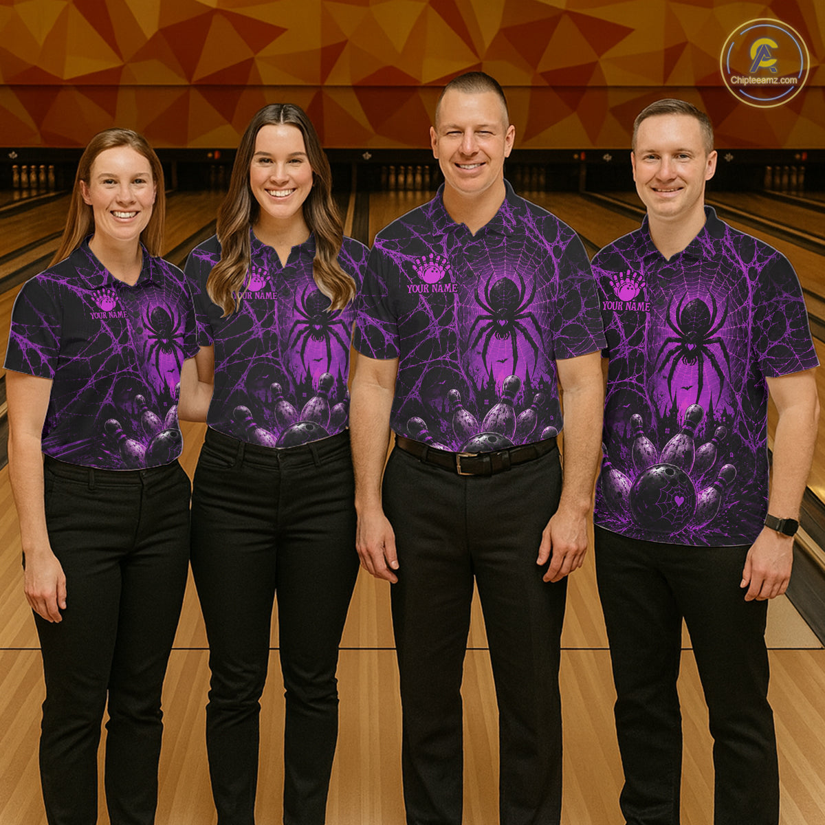 Purple Spider Custom Halloween Bowling Team Shirts For Men, Bowling Gifts NBT962