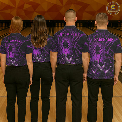 Purple Spider Custom Halloween Bowling Team Shirts For Men, Bowling Gifts NBT962
