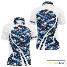 Load image into Gallery viewer, Mens Golf Polo Shirts Custom Black And Blue Golf Ball Pattern Golf Attire For Mens, Golfer Gifts NBT575