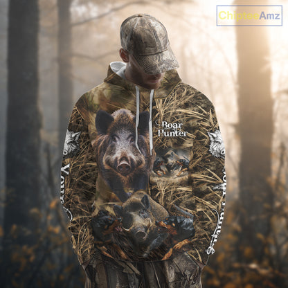 Wild Boar Hunting Camo Custom Name Shirts, Personalized Boar Hunting Clothes, Hunting Gifts NBT108