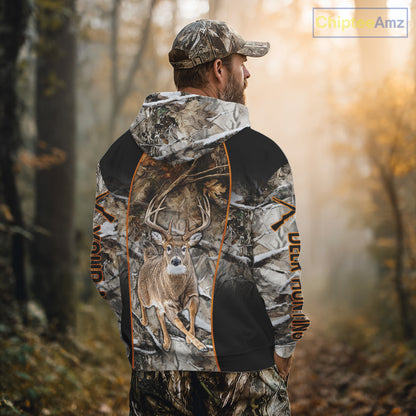 Deer Hunting Custom Name Hoodie Forest Camouflage Hunting Shirt for Men NBT310