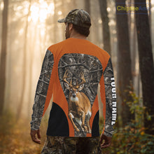 Load image into Gallery viewer, Whitetail Deer Hunting Custom Name Camo Shirt Hunting Hoodie, Camouflage Deer Shirt NBT312