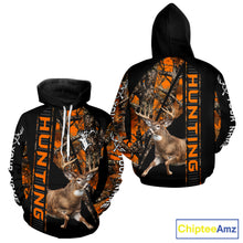 Load image into Gallery viewer, Personalized Whitetail Deer Hunting Orange Camo 3D All Over Printed Hoodie Hunting Shirt NBT316