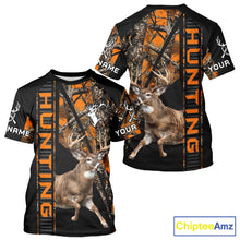 Load image into Gallery viewer, Personalized Whitetail Deer Hunting Orange Camo 3D All Over Printed Hoodie Hunting Shirt NBT316