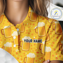 Load image into Gallery viewer, Womens Golf Polo Shirts Custom Beer Pattern, Funny Beer Pattern Golf Team Shirt NBT598