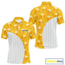 Load image into Gallery viewer, Mens Golf Polo Shirts Custom Beer Pattern, Funny Beer Pattern Golf Team Shirt NBT598