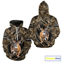 Load image into Gallery viewer, Personalized Whitetail Deer Hunting Custom Name Camo Shirt, Hunting Hoodie Sweatshirt for Men NBT320