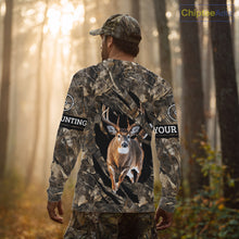Load image into Gallery viewer, Personalized Whitetail Deer Hunting Custom Name Camo Shirt, Hunting Hoodie Sweatshirt for Men NBT320