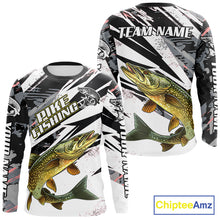 Load image into Gallery viewer, Gray Camo Pike Fishing Jerseys For Men, Custom Pike Fishing Shirts Long Sleeve NBT415