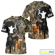 Load image into Gallery viewer, Deer Bow Hunting Camouflage Custom Name Shirt, Personalized Hunting Clothes, Hunting Gifts NBT327