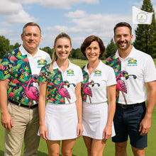 Load image into Gallery viewer, Funny Flamingo Mens Golf Polo Shirts Colorful Tropical Flamingo Custom Name, Golf Gifts  NBT487