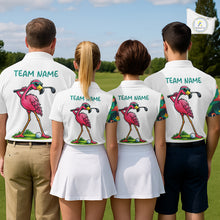 Load image into Gallery viewer, Funny Flamingo Mens Golf Polo Shirts Colorful Tropical Flamingo Custom Name, Golf Gifts  NBT487