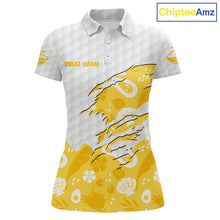 Load image into Gallery viewer, Custom Yellow Summer Pattern Womens Golf Polo Shirts Summer Golf Shirt For Vacation, Golf Team Shirt NBT732