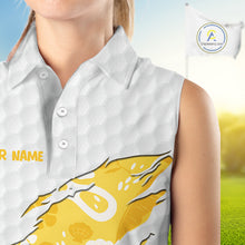 Load image into Gallery viewer, Custom Yellow Summer Pattern Womens Sleeveless Golf Polo Shirts Summer Golf Shirt For Vacation, Golf Team Shirt NBT732