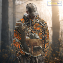 Load image into Gallery viewer, Whitetail Deer Hunting Custom Name Orange Camo Shirt, Deer Hunting Apparel, Camouflage Deer Shirts NBT339