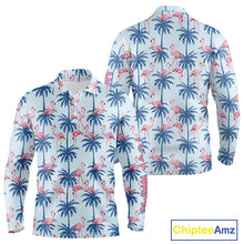 Load image into Gallery viewer, Flamingo Tropical Palm Tree Mens Polo Shirt, Custom Matching Polo Team, Golf Gifts For Men NBT494