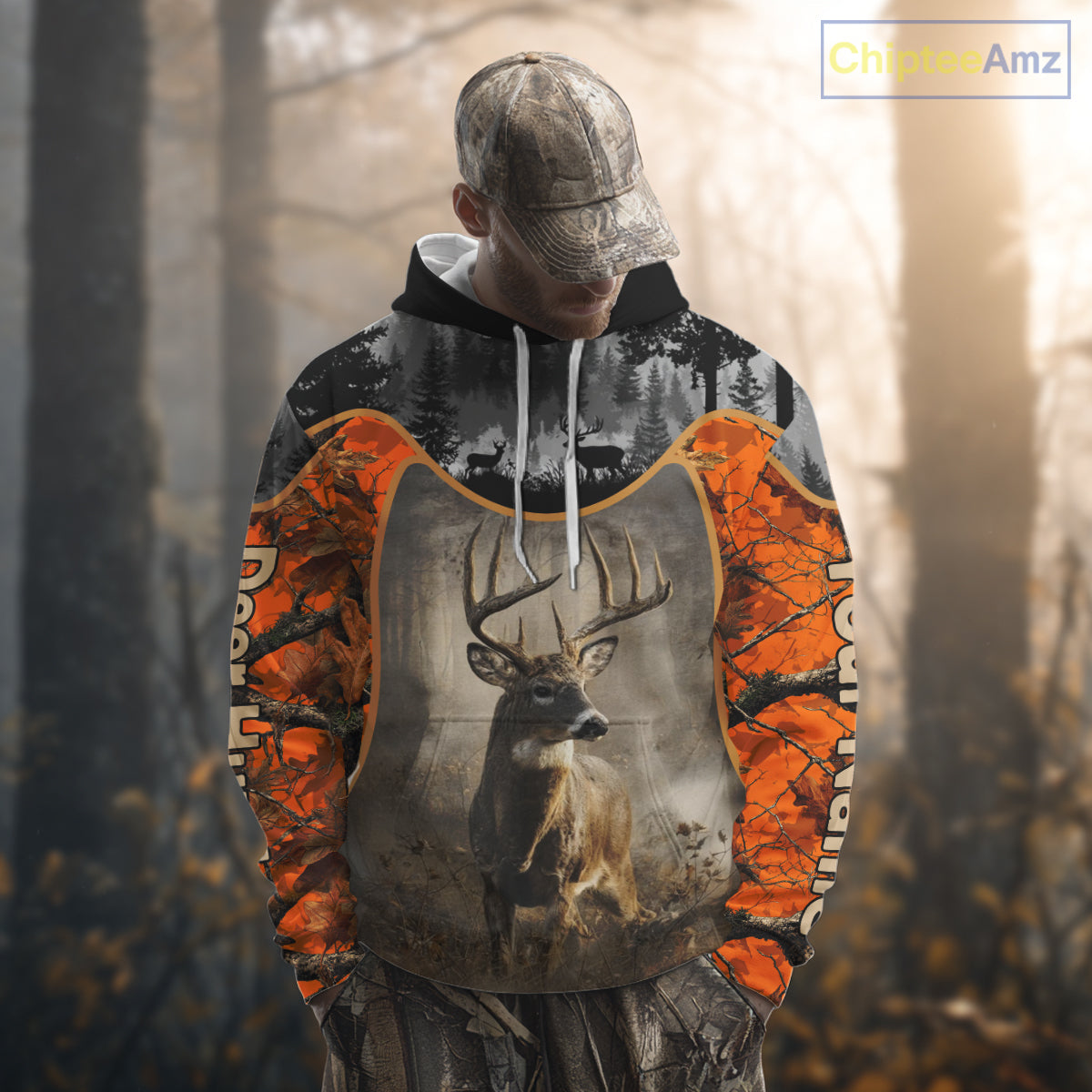 Custom 3D Deer Hunting Orange Camouflage Shirts for Men, Best Hunting Gifts for Hunters NBT231