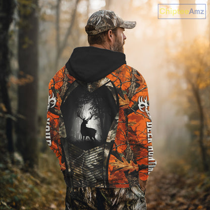 Personalized Orange Camo Whitetail Deer Hunting Shirt With 3D Print For Men NBT287