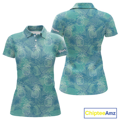 Funny Pineapple Tropical Palm Tree Womens Golf Polo Shirts Custom Golf Shirts For Women NBT511