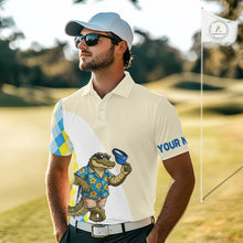 Load image into Gallery viewer, Men golfer is wearing funny rooster American flag custom name on the golf course