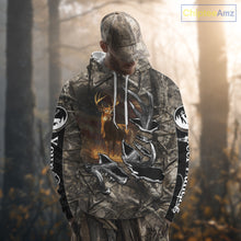 Load image into Gallery viewer, American Flag Camo Deer Hunting Shirts with Antler for Men, Hunting Gift Ideas for Hunters NBT46