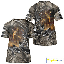 Load image into Gallery viewer, American Flag Camo Deer Hunting Shirts with Antler for Men, Hunting Gift Ideas for Hunters NBT46