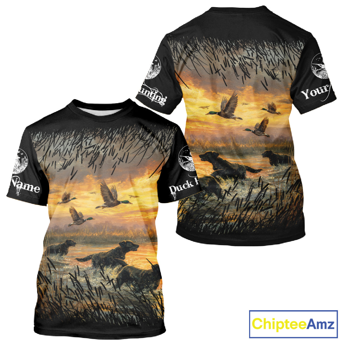 Duck Hunting Mallard Duck with Black Labrador Retriever Dog Custom Name Shirts, Hunting Gifts NBT146