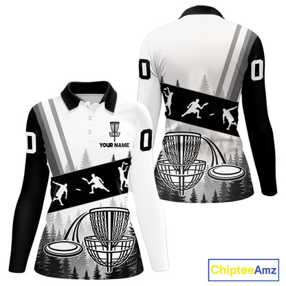 Womens Disc Golf Polo Shirts Black Camo Custom Name Disc Golf Team Shirts, Disc Golf Gifts NBT652