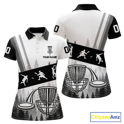 Womens Disc Golf Polo Shirts Black Camo Custom Name Disc Golf Team Shirts, Disc Golf Gifts NBT652