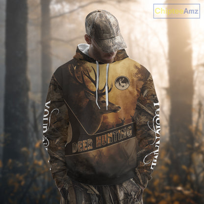 Brown Camo Deer Hunting All Over Printing Shirt with Big Buck - Hunting Clothes for Men NBT50
