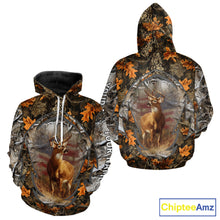 Load image into Gallery viewer, Deer Hunting Camo Hoodie American Flag Long Sleeve 3D Shirt Men Camo Hoodie NBT293