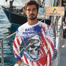 Load image into Gallery viewer, Custom American Flag Fishing Shirts Largemouth Bass Fishing Long Sleeve, Bass Fishing Shirts For Men NBT385