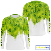 Load image into Gallery viewer, Personalized St Patrick's Day Shirts Fish Hook Long Sleeve Fishing Shirts, Mens Fishing Outfit NBT386