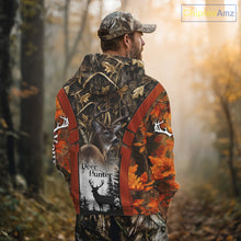 Load image into Gallery viewer, Customized Name Whitetail Deer Hunting Orange Camo Hoodie 3D Shirt, Gift for Hunters NBT297