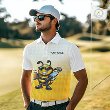 Load image into Gallery viewer, Funny Bee Golf Polo Shirt For Men, Cute Bee With Beer Print Shirt, Sporty Animal Golf Gift|Yellow NBT663
