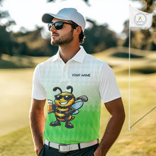 Load image into Gallery viewer, Funny Bee Golf Polo Shirt For Men, Cute Bee With Beer Print Shirt, Sporty Animal Golf Gift|Green NBT665