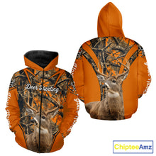 Load image into Gallery viewer, Whitetail Deer Hunting 3D Full Orange Camo Shirt Custom Name Best Gift for Hunters NBT249