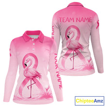 Load image into Gallery viewer, Pink Breast Cancer Golf Shirt, Funny Flamingo Cancer Awareness Womens Golf Polo Shirt, Golf Gifts NBT781