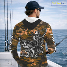 Load image into Gallery viewer, Reaper Fishing Largemouth Bass Long Sleeve Hooded Fishing Shirts Orange Camo, Camo Fishing Shirt NBT393
