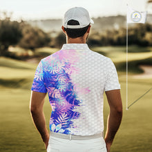 Load image into Gallery viewer, Mens Golf Polo Shirts Custom Hologram Tropical Leaves Golf Shirts, Mens Golf Tops NBT544