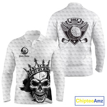 Load image into Gallery viewer, Funny Skull Mens Golf Polo Shirts Golf Camo Pattern Custom Name Skull Golf  Shirt, Golf Attire NBT555