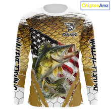 Load image into Gallery viewer, American Flag Walleye Fishing Shirts Long Sleeve Fish Scale, Custom Patriotric Walleye Fishing Shirts NBT394