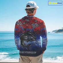 Load image into Gallery viewer, Custom Red Blue Tuna Fishing Long Sleeve Fishing Shirts, Saltwater Offshore Fishing Shirts NBT399